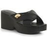 Karl Lagerfeld Paris   Women's Karl's Fan Platform Sandal   Black  - Black - Size: 5