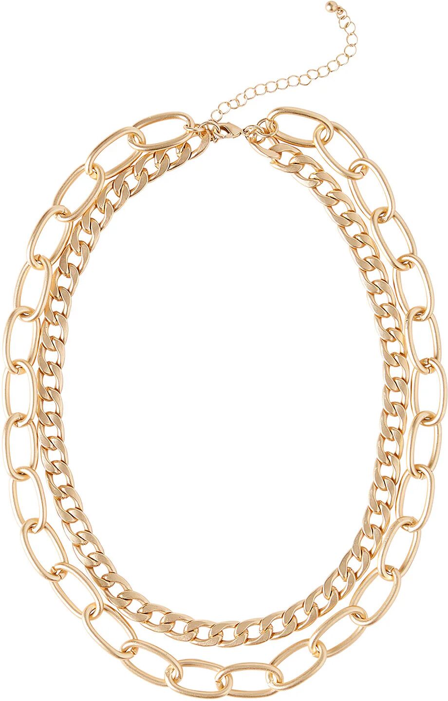 Ming Wang Double Layer Matte Gold Link Necklace  - Gold - Size: OS