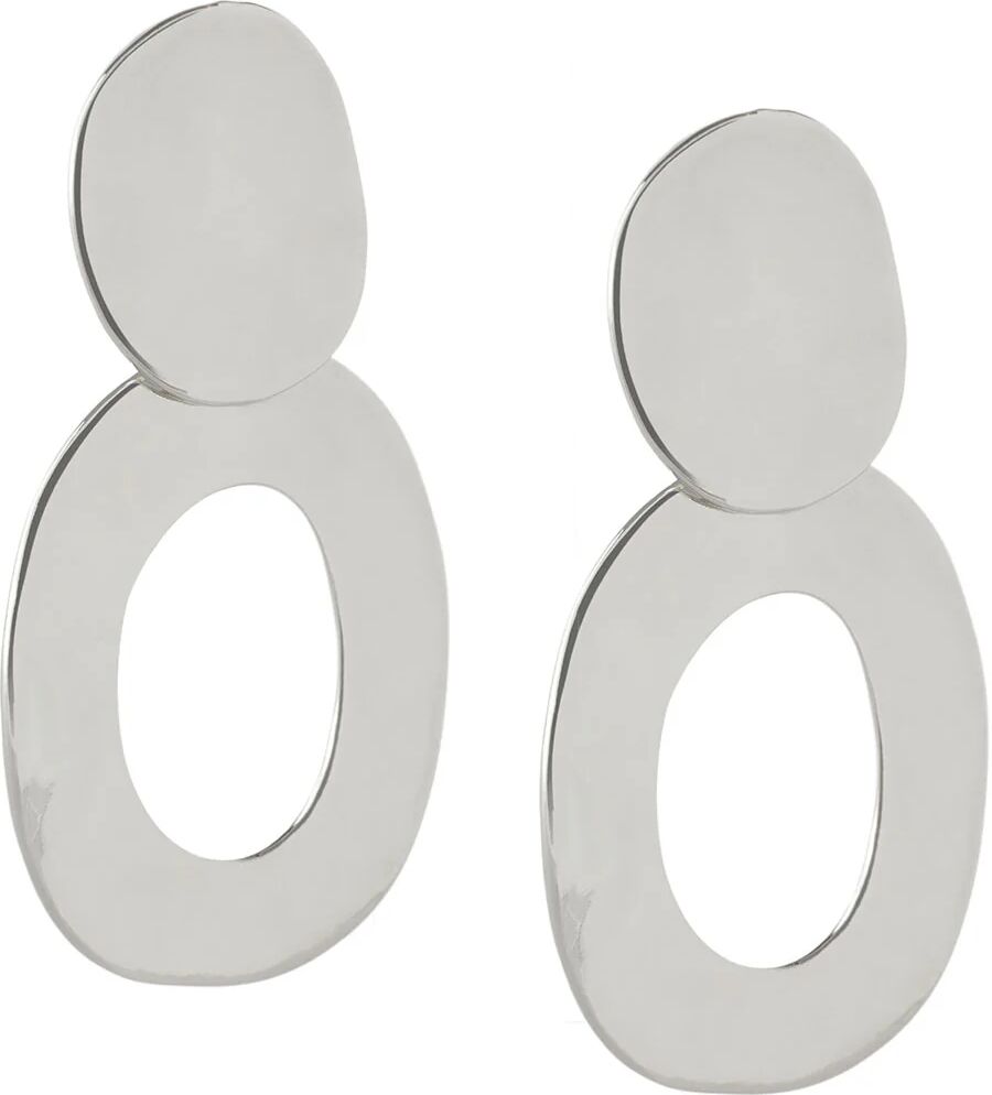 Ming Wang Hammered Silver Drop Hoop Clip Earrings  - Silver