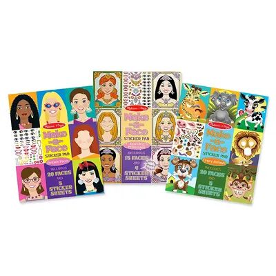 Melissa & Doug Princesses, Fashion & Crazy Animals Make-A-Face Sticker Bundle, Multicolor