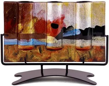 Jasmine Art Glass Rectangular Vase, Multicolor