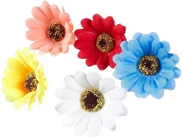 Juvale Artificial Flower Heads - 60-Pack Fake Daisy Flowers Wedding Decorations, Baby Showers, DIY Crafts, Mixed Colors, 2.1 x 2.1 x 1 inches, Beige