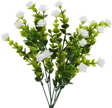 Okuna Outpost Artificial Flowers for Outdoors, Fake White Bouquets for Decoration (14x6 In, 6 Pack)