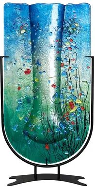 Jasmine Art Glass Tall U Vase, Multicolor