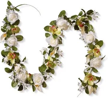 National Tree Company Artificial Spring Flowers Garland, White