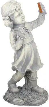 Northlight Girl with Cell Phone Solar Powered LED Lighted Statue - Gray, Grey