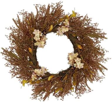 Northlight Fall Artificial Grass Wreath, Brown