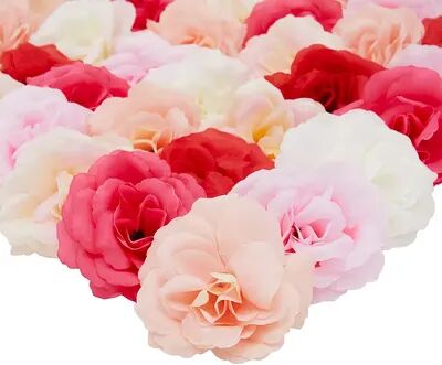 Juvale 60 Pack Small Artificial Flower Heads for DIY Crafts, Loose Fake Carnations for Wedding Decorations, Baby Showers, 6 Colors (2.7 In), Med Pink