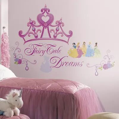 RoomMates Disney Princess Crown Peel & Stick Wall Stickers, Pink