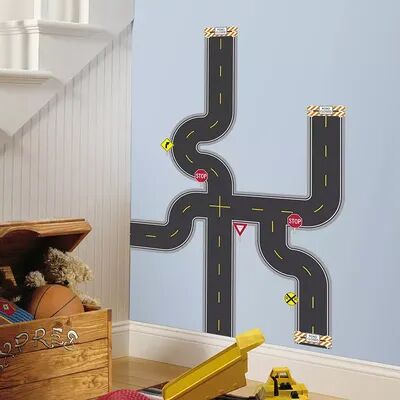 RoomMates Build-a-Road Peel and Stick Wall Decals, Black