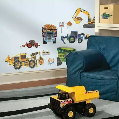 Roommates Decor Kidsroom Decorative Construction Vehicles Wall Decals, Multicolor