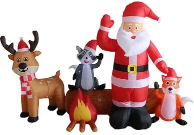 A Holiday Company 8 Ft Wide Inflatable Santa & Forest Friends Holiday Decoration, Multicolor