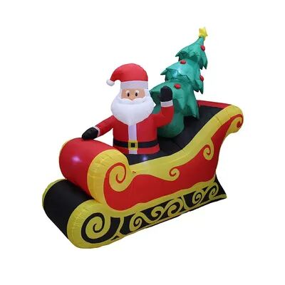 A Holiday Company 7 Ft Wide Inflatable Santa on Sleigh Holiday Lawn Decoration, Clrs
