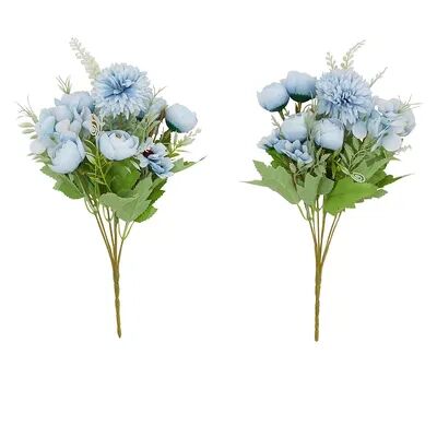 Farmlyn Creek Blue Silk Hydrangea Artificial Flower Bouquets for Centerpieces (12 x 5 In, 2 Pack), Brt Blue