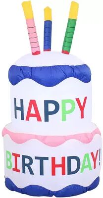 SUNNYDAZE DECOR Sunnydaze Birthday Cake Inflatable Decoration, White