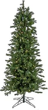 National Tree Company HGTV Home Collection Pre-Lit Artificial Slim Balsam Christmas Tree with PowerConnect LED Lights, Hinged Branches, Plug In, 6.5ft, White