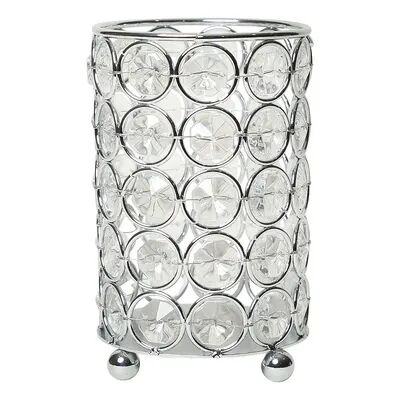 Elegant Designs Elipse Crystal Decorative Flower Vase, Candle Holder, Wedding Centerpiece, Makeup Brush or Pen Organizer Cup, 5 Inch, Chrome, Grey