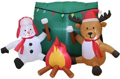 A Holiday Company 6 Ft Wide Inflatable Snowman & Reindeer Pal Holiday Decoration, Multicolor