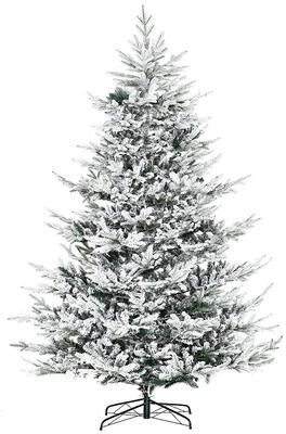 HOMCOM 8 Foot Pine Snow Flocked Artificial Christmas Tree with 1479 Realistic Cedar Branches, Auto Open, Home Holiday Decoration, Green