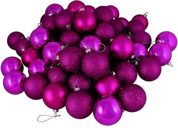 Northlight Shatterproof Magenta Ball Christmas Ornament 32-piece Set, Pink