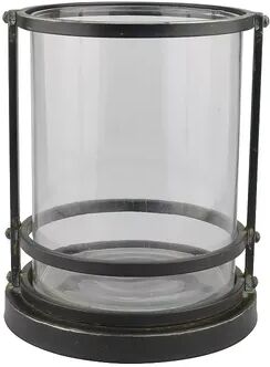 Stonebriar Collection Large Industrial Hurricane Candle Holder, Black