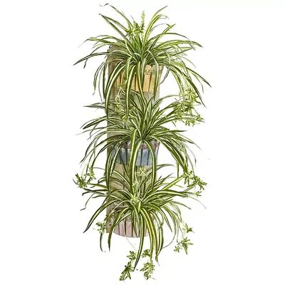 nearly natural Spider Artificial Plant in Three-Tiered Wall Decor Planter, Green