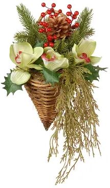 National Tree Company Artificial Cymbidium Flower Wall Decor, Green