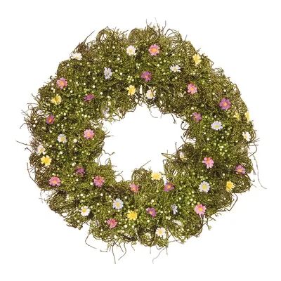 National Tree Company Artificial Spring Flower Wreath, Green
