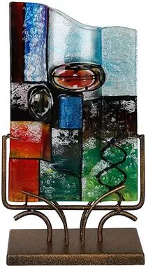 Jasmine Art Glass Rectangular Vase, Multicolor