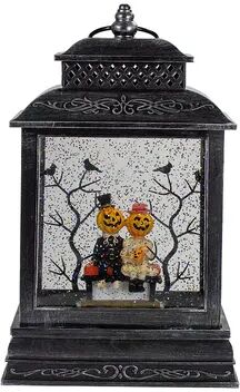 Northlight Light-Up Halloween Snow Globe Lantern Table Decor, Black