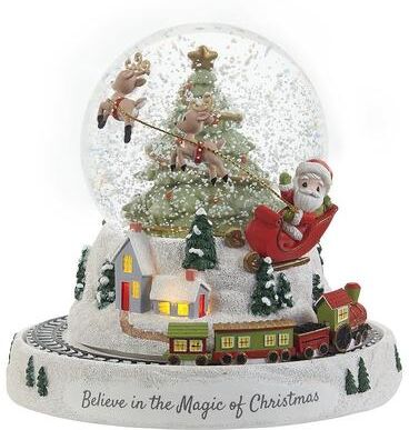 Precious Moments Santa Christmas Tree Snow Globe Table Decor, Multicolor