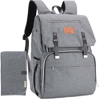 KeaBabies Explorer Diaper Backpack Bag, Large, Waterproof Baby Diaper Bags, Multi Functional Diaper Backpacks, Grey