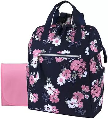 Baby Essentials Floral Backpack Diaper Bag, Blue