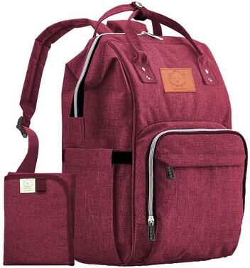 KeaBabies Original Diaper Backpack Bag, Multi Functional Water-resistant Baby Diaper Bags for Moms & Dads, Brt Red