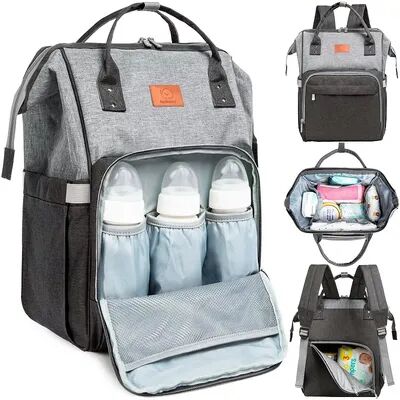 KeaBabies Original Diaper Backpack Bag, Multi Functional Water-resistant Baby Diaper Bags for Moms & Dads, Grey