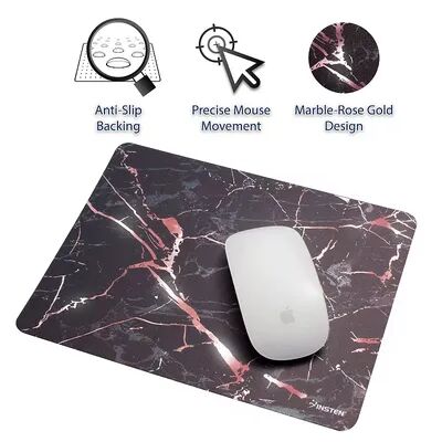Insten Marble Laptop Computer Mouse Pad Mat High Quality Ultra Thin Reflective Non Slip - Black/Rose Gold, Grey