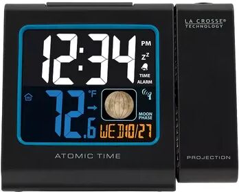 La Crosse Technology Color LCD Projection Alarm clock with Moon Phase, Black