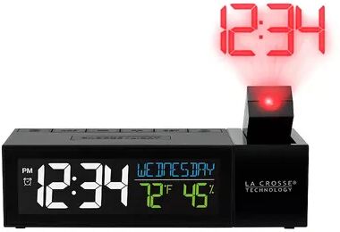 La Crosse Technology Pop-Up Bar Projection Alarm Clock with USB Charging Port, Black