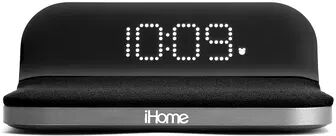 iHome iW18BG Compact Alarm Clock with Qi Wireless Charging, Black