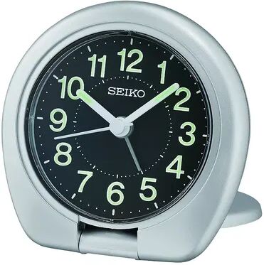 Seiko Folding Travel Alarm Table Decor, Silver