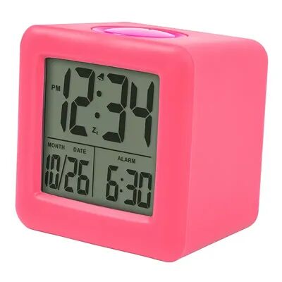 La Crosse Technology Soft Cube LCD Alarm Clock with Smart Light, Pink