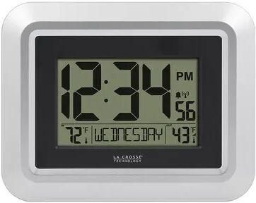 La Crosse Technology Atomic Digital Silver Wall Clock with Temperature