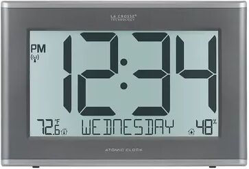 La Crosse Technology 513-21867-INT Extra-Large Atomic Digital Clock with Backlight, Grey