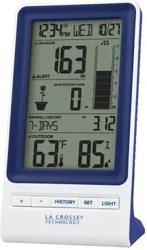 La Crosse Technology Wireless Digital Rain Station with Temperature & Humidity, Blue