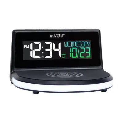 La Crosse Technology 617-148 Wireless Charging Alarm Clock with Glowing Light Base, Black