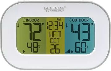 La Crosse Technology 308-148 Wireless Temperature Station with Tri-Color LCD, White