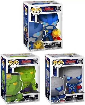 Funko Marvel: Pop! Marvel Mech Collectors Dr. Strange, Hulk, Thor Figures Bundle, Multicolor