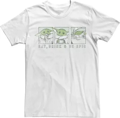 Licensed Character Men's Star Wars The Mandalorian The Child Eat Drink & Be Epic Tee, Size: Large, Med Green