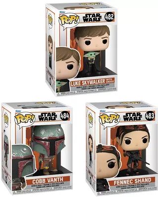 Funko POP Star Wars Mandalorian Collectors Set - Marshal, Fennec Shand, Luke with Child, Multicolor