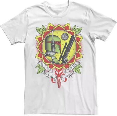 Star Wars Men's Star Wars Boba Fett Tattoo Style Side Profile Tee, Size: Medium, White